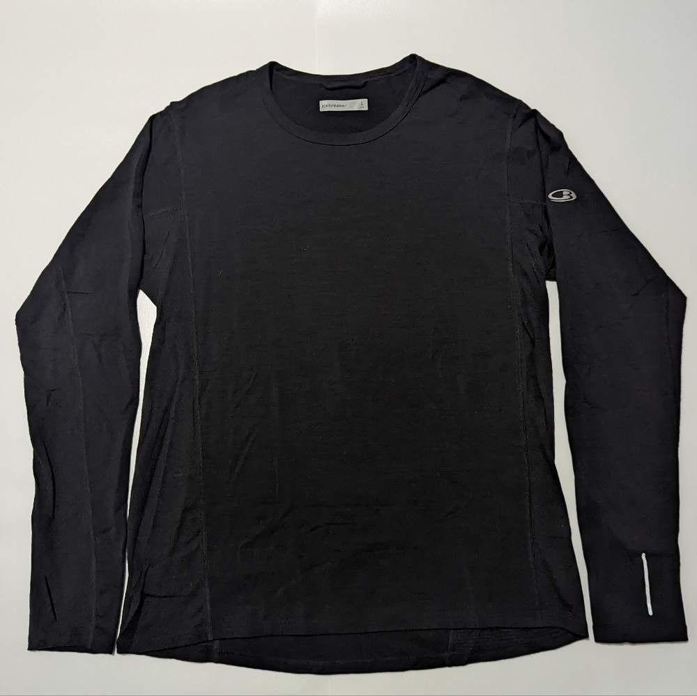 Men's Icebreaker L Black Long Sleeve Athletic Shirt w Thumb Holes